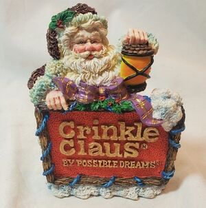 Crinkle Claus Vtg 1996 Santa Claus Figurine with Lantern Possible Dreams #965003